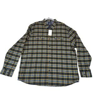 Grayers Heritage Flannel Button Shirt Men XXXL Blue‎ Yellow Plaid Cotton Grunge